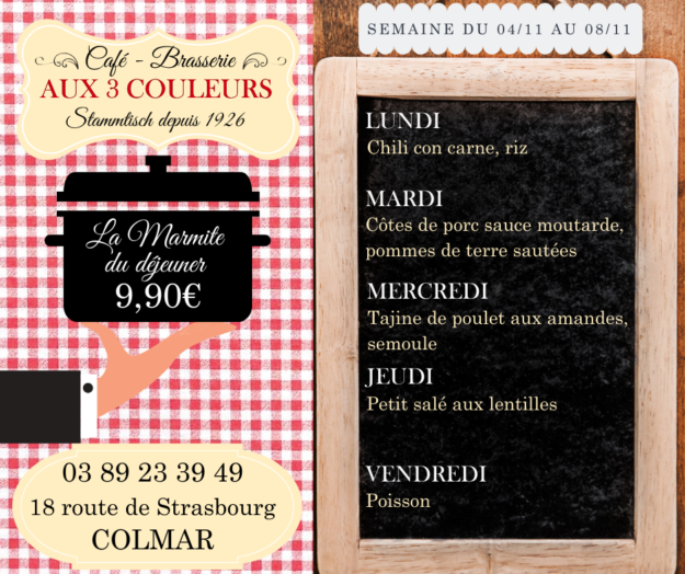 Brasserie Colmar : menus du jour Brasserie Colmar : menus du jour